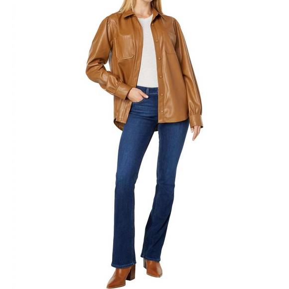 NEW PAIGE mattie shacket - vegan leather in toffee bronze - Picture 4 of 4